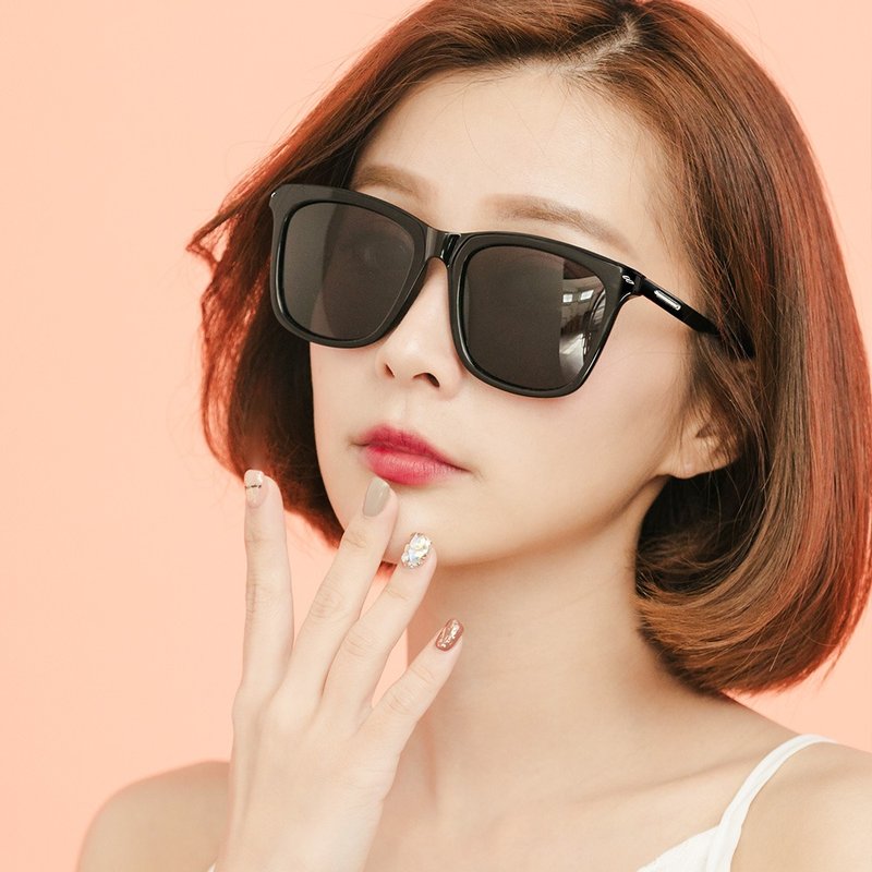 Modern style lightweight cat-eye square sunglasses│UV400 sunglasses│Kaguya black│Yunfeng Brown - แว่นกันแดด - พลาสติก สีดำ