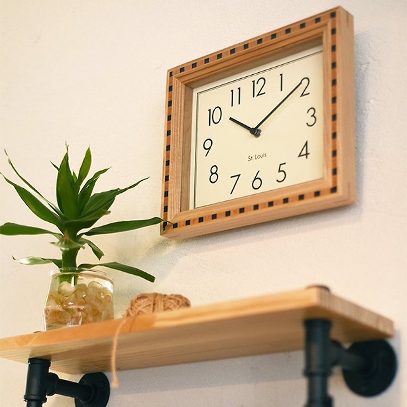 ダナフ - 木製の寄せ木細工のミュート時計の壁時計 - 時計 - 木製 カーキ