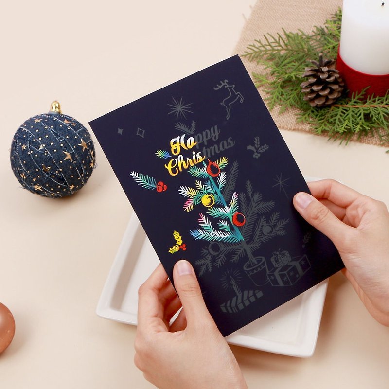 クリスマス-LAGOクリスマスカード手スクレイプビデオ - ハッピークリスマスツリー、LGO40846 - カード・はがき - 紙 多色