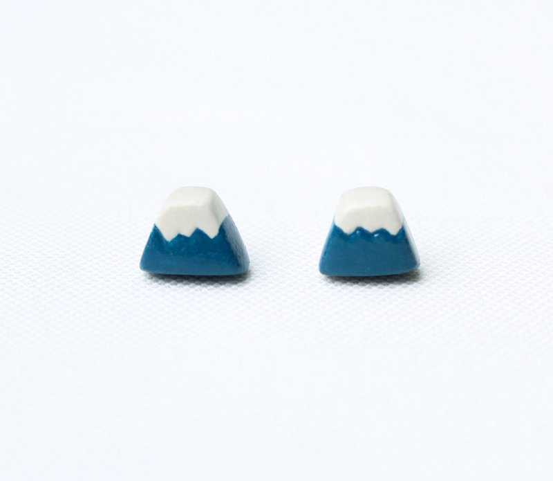 【富士山】富士山 耳環 / 日本/山/ 藍色/ 耳夾 / 日系  手作 - 耳環/耳夾 - 黏土 藍色