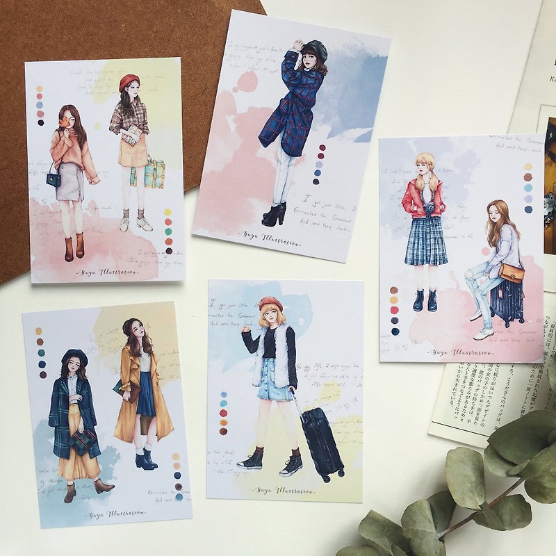 【Travel together】Postcard-5 types - Cards & Postcards - Paper 