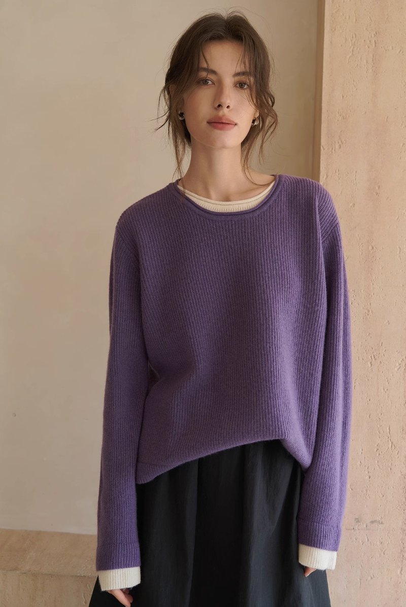 French minimalist all-wool faux two piece knitted sweater - Women's Sweaters - Other Materials Multicolor