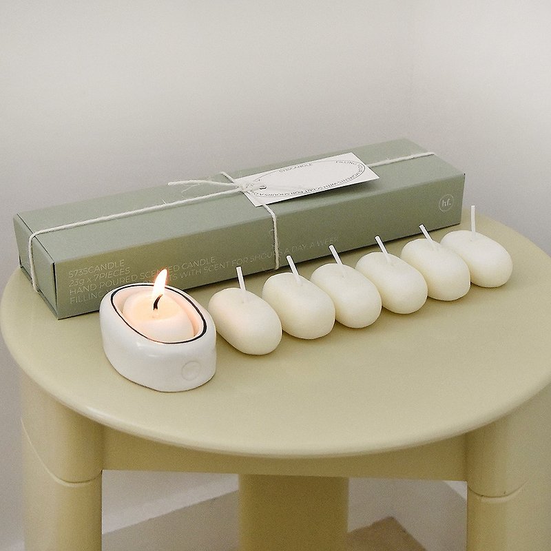 5735 Candle & Holder SET - 3Scents - 香薰/精油/線香 - 其他材質 白色