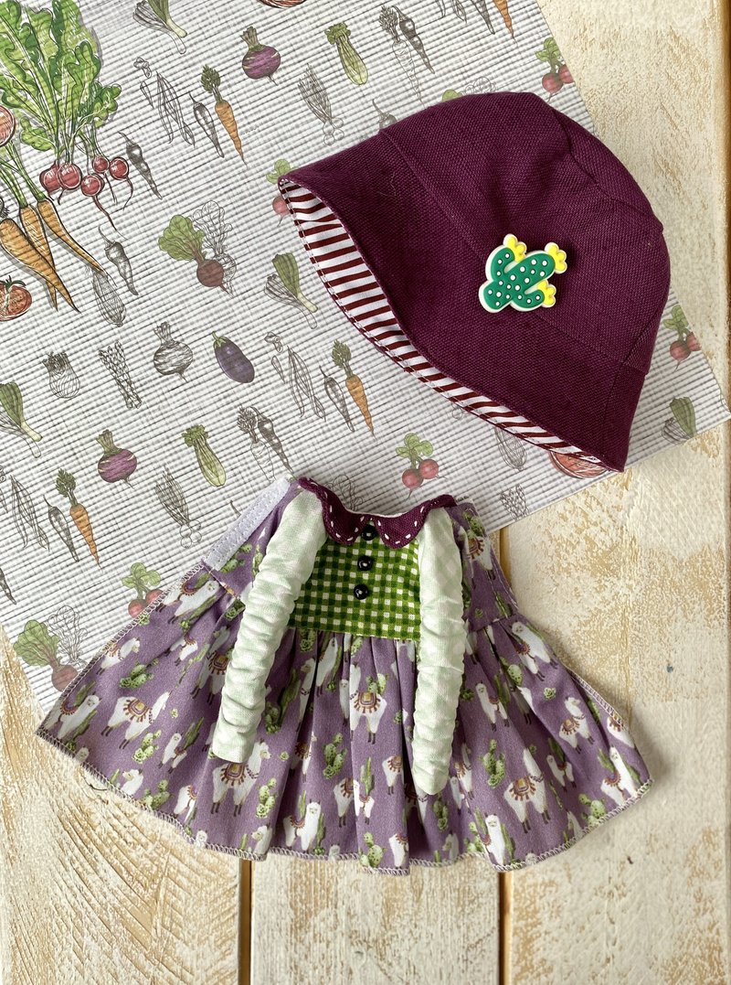 Blythe doll dress and summer hat, Blythe clothes, Neo Blythe doll outfit - ของเล่นเด็ก - โลหะ สีม่วง