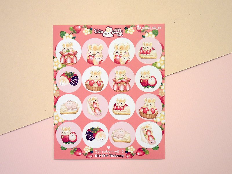 Stickers-Strawberry Bunny(Dessert) - สติกเกอร์ - กระดาษ สีแดง
