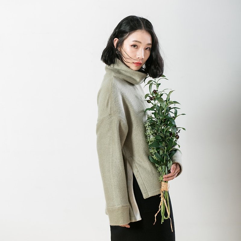 Annie Chen thick winter new Korean yards bottoming shirt high collar long-sleeved t-shirt student female loose long section - Women's Casual & Functional Jackets - Cotton & Hemp Green