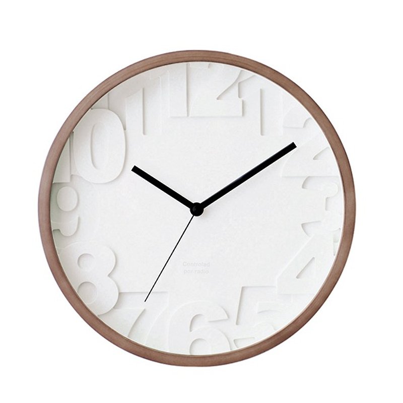 Matiz- white level silent clock wall clock - Clocks - Wood Brown