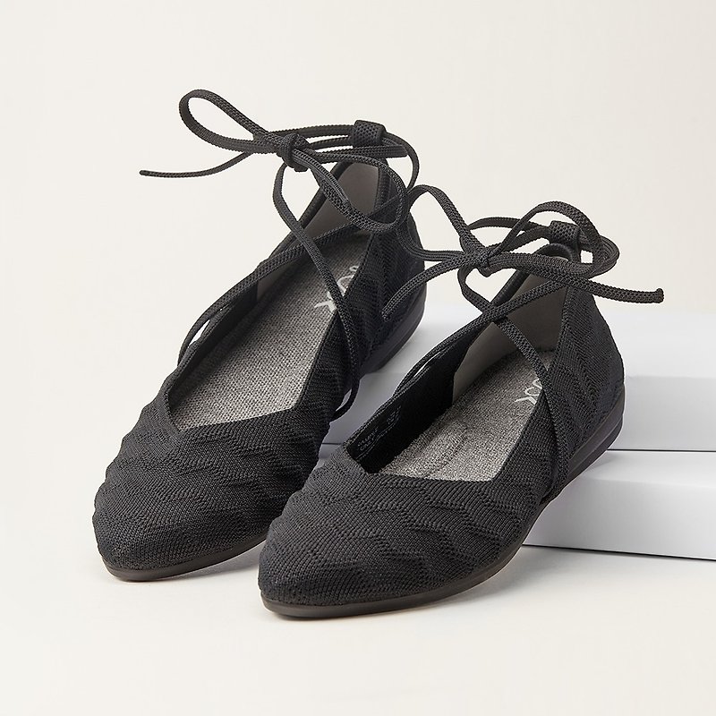 沙丘平底鞋 黑色山型紋 - 芭蕾舞鞋/平底鞋 - 聚酯纖維 黑色