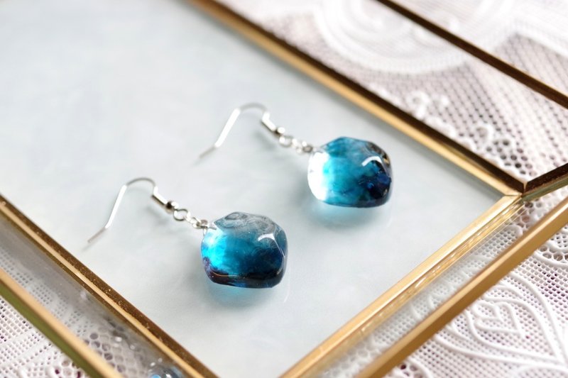 Resin Art Mineral Earrings - Someday's Requiem - Earrings & Clip-ons - Resin Blue