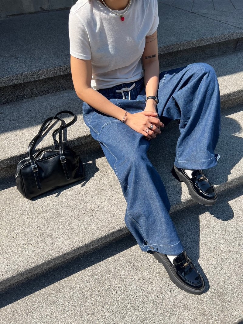 Oversized jeans - 女長褲 - 其他材質 藍色