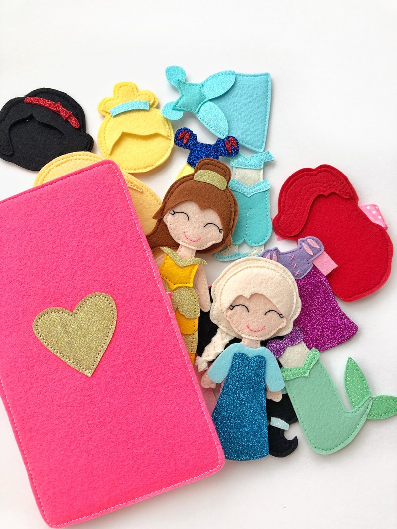 Birthday gift for girl, Felt princess doll set, Dress up game, Travel toy - Kids' Toys - Eco-Friendly Materials Multicolor