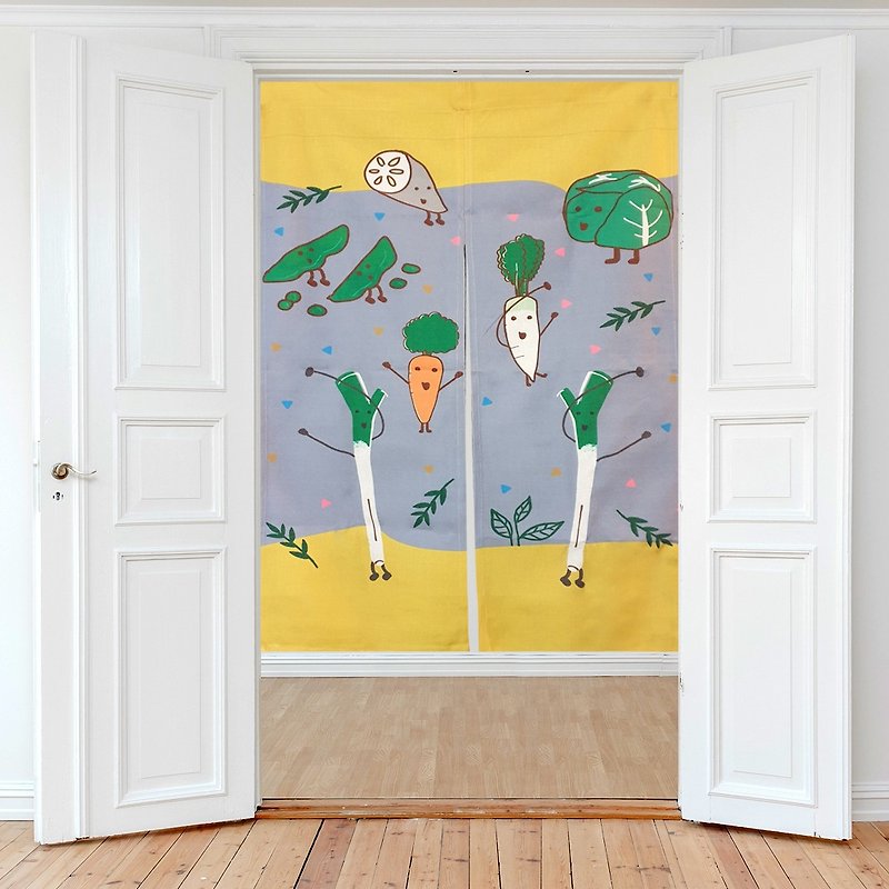 noren curtain humor vegetables - Doorway Curtains & Door Signs - Cotton & Hemp Multicolor