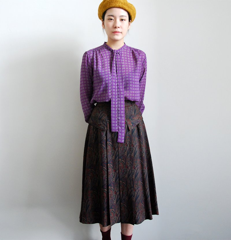 Pumpkin Vintage. Vintage printed high waist skirt - Skirts - Wool 