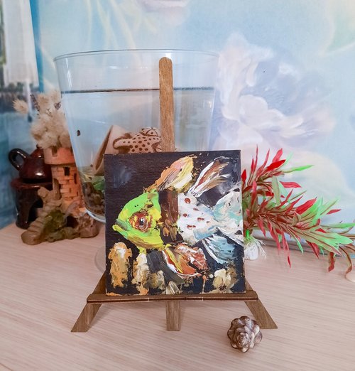 抽象的な魚の油彩画 油絵（抽象画） 抽象画10 “Deep blue and light.” S8号(45.5×45.5cm)