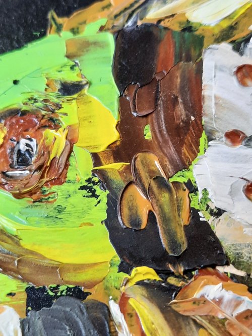 抽象魚画 オリジナル油絵 熱帯魚アート ミニ画 - ショップ