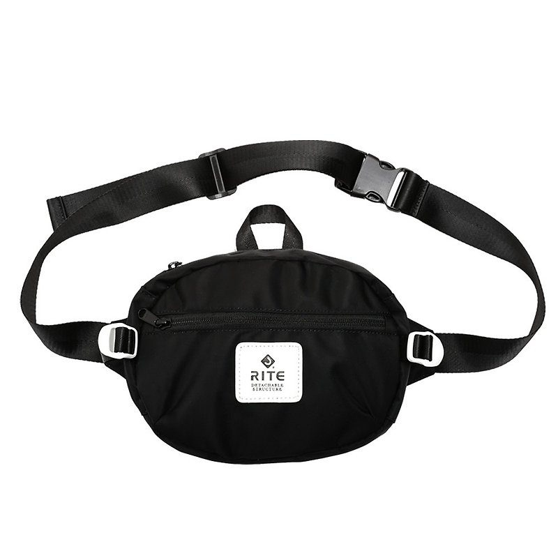 RITE-Retro Elliptical Small Waist Bag - Nylon Black - กระเป๋าแมสเซนเจอร์ - วัสดุกันนำ้ สีดำ