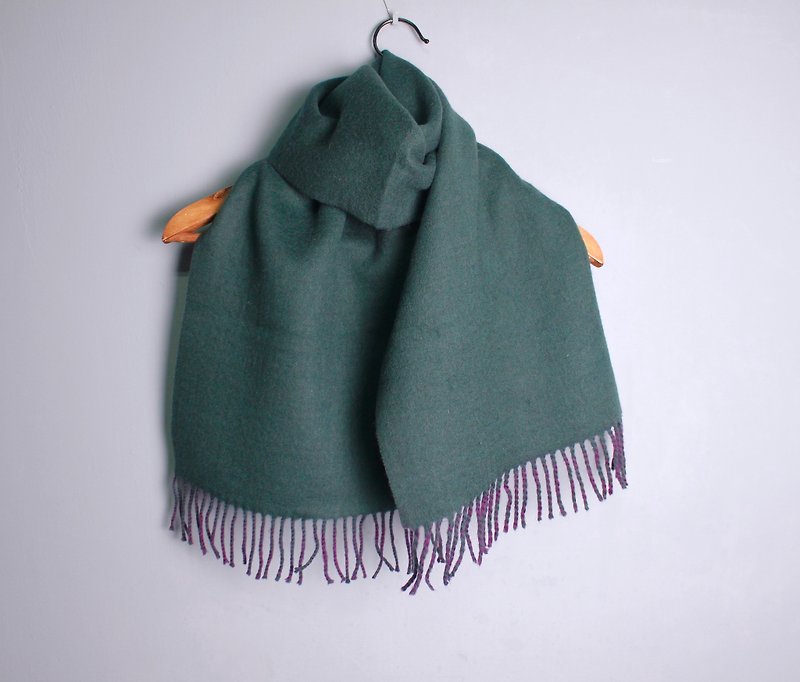 FOAK古著 森林綠x迷幻紫雙面圍巾 - 圍巾/披肩 - 其他材質 
