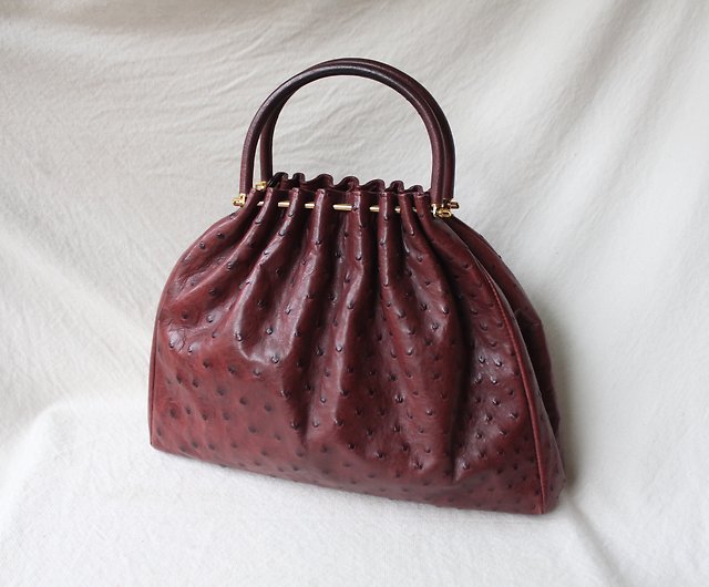 FOAK vintage/reserved/60s Italian Brown red ostrich leather antique bag -  Shop foakvintage Handbags & Totes - Pinkoi