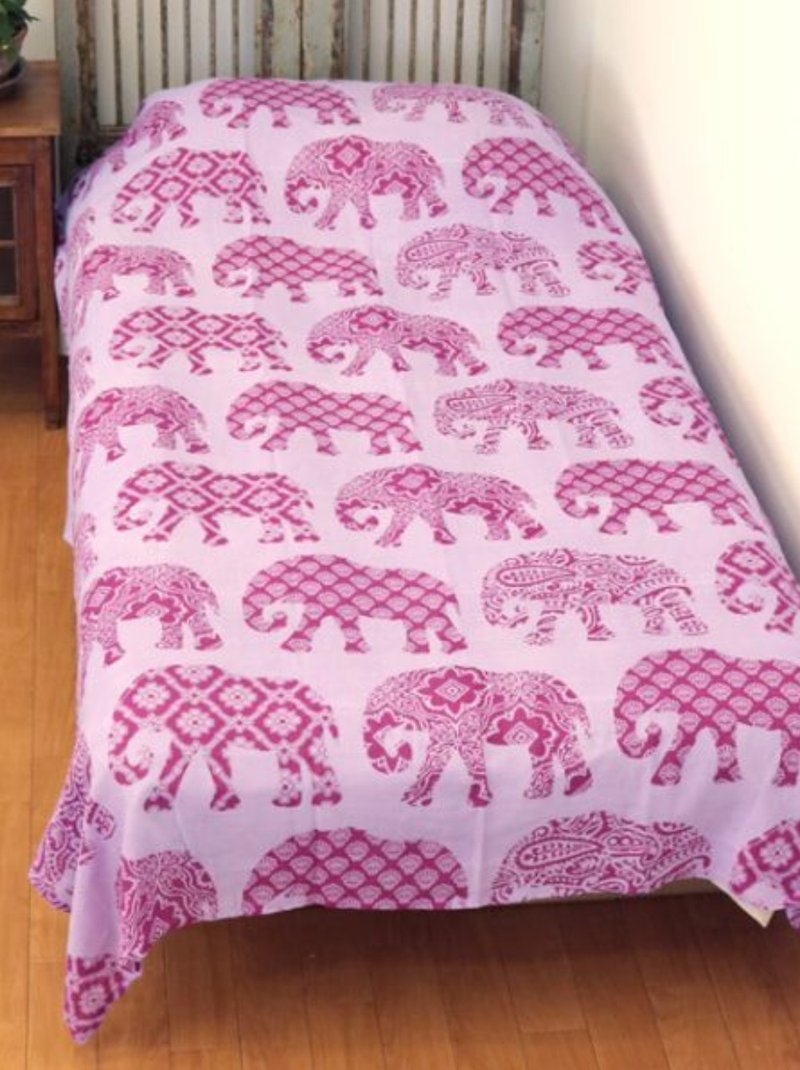 【熱門預購】滿版大象花紋布料 (粉色) ISAP7655 泰國象 交換禮物 - 擺飾/家飾品 - 棉．麻 粉紅色