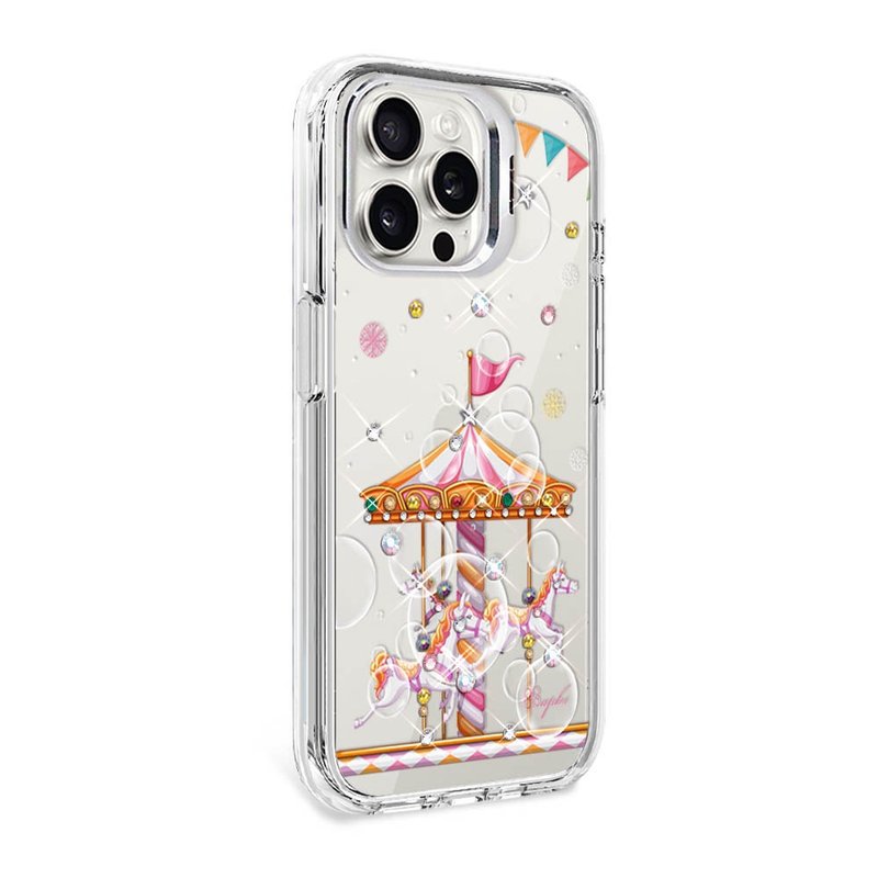 iPhone 全系列 防震雙料隱形立架水晶彩鑽手機殼-旋轉夢幻 - 手機殼/手機套 - 其他材質 多色