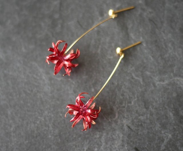 りん5 イヤリング3点 彼岸花4輪 赤 彼岸花4輪 青 紫陽花ロング りん5