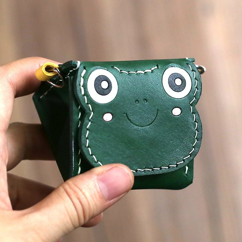 Royal rice ball frog animal stereo coin purse - กระเป๋าใส่เหรียญ - หนังแท้ สีเขียว