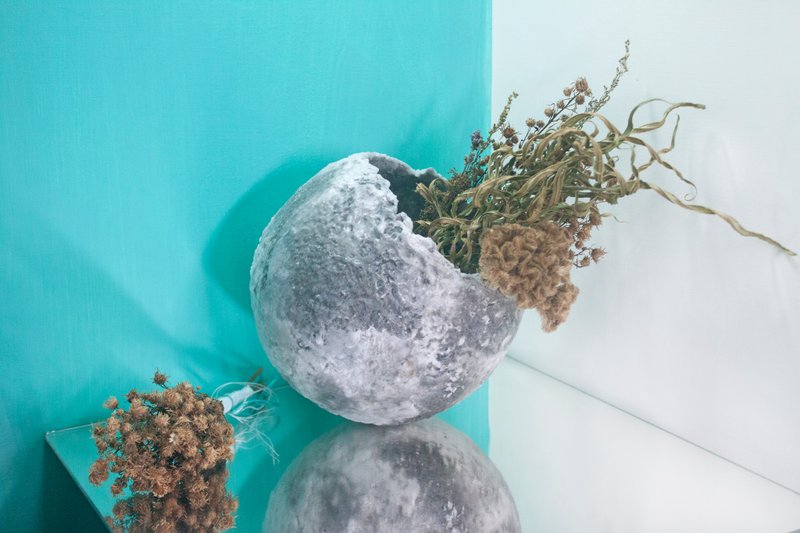 月球花器  乾燥花 - 盆栽/植栽 - 紙 銀色