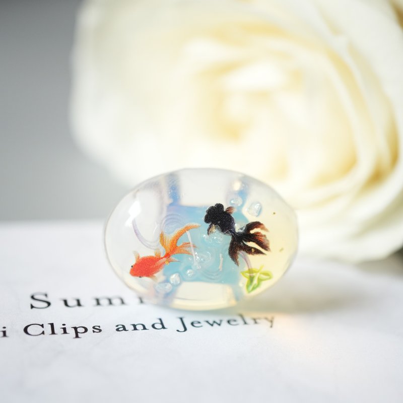 Obi Clasp with Natural Opal and Two Goldfish, also available as Pony Hook and Brooch - Other - Gemstone Blue