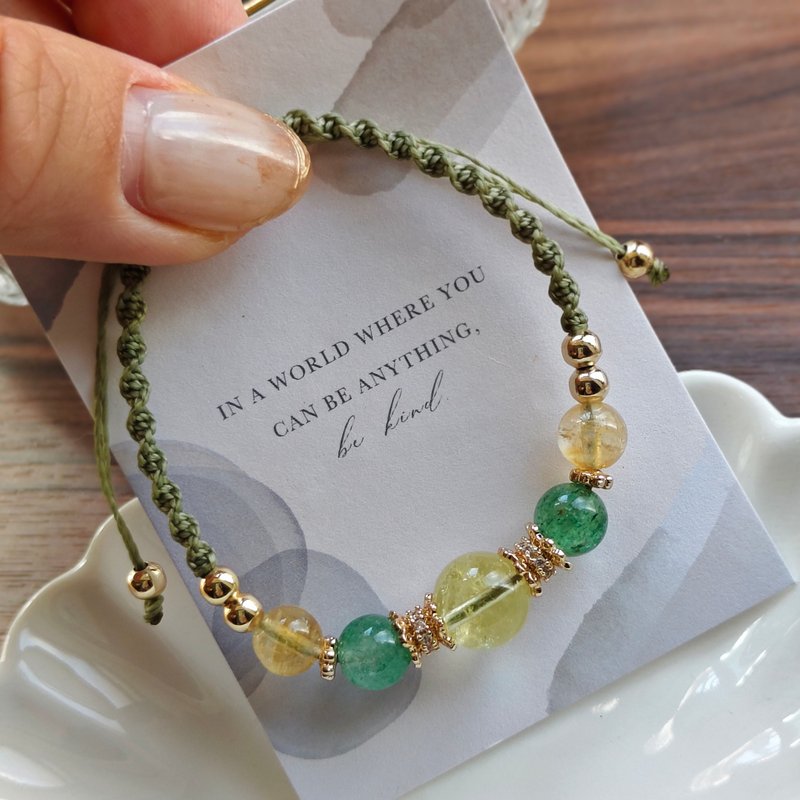 【綠草苺晶x檸檬晶x黃水晶水晶手鏈 】吸引貴人|招財 - 手鍊/手環 - 水晶 綠色