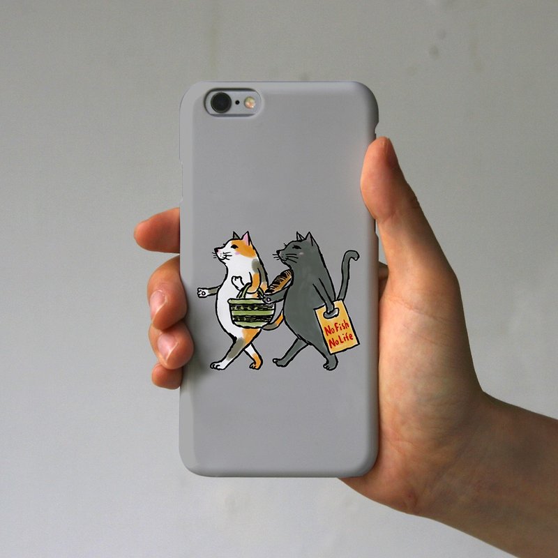 iPhone Case Cats (gray) - เคส/ซองมือถือ - พลาสติก สีเทา