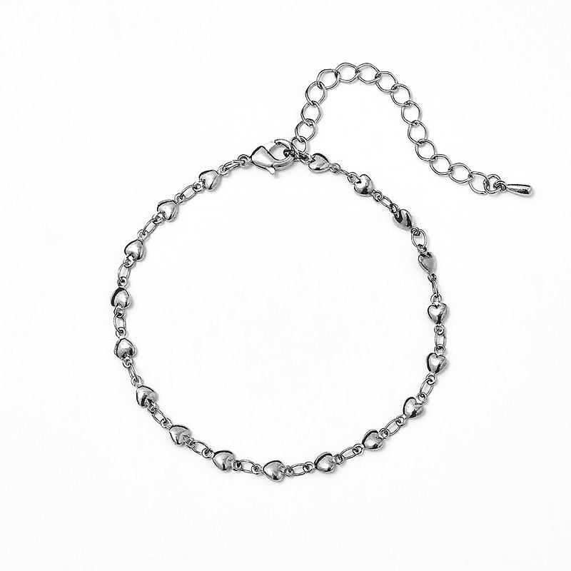 Mini heart ball chain bracelet silver - Bracelets - Copper & Brass Silver