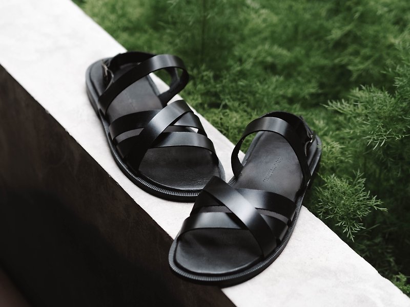 Black strap sandals - รองเท้ารัดส้น - หนังแท้ สีดำ