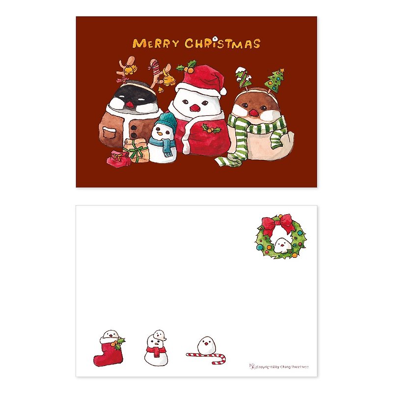 【Postcard-Christmas Birds】-Christmas/christmas/cards/birds/cute/birds/congratulations/ - การ์ด/โปสการ์ด - กระดาษ 