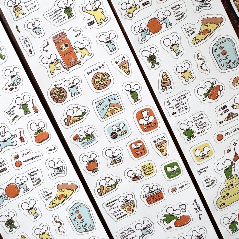 鼠老闆的披薩總部//Sticker roll - 貼紙 - 紙 
