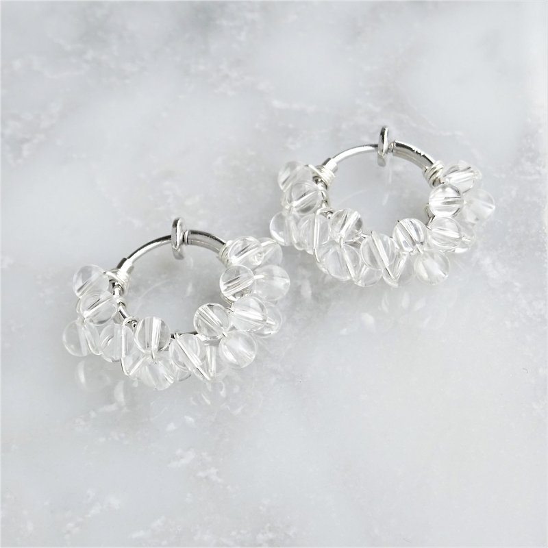 SV925SF*Crystal Quartz wrapped earring / pierced earring - 耳環/耳夾 - 寶石 透明