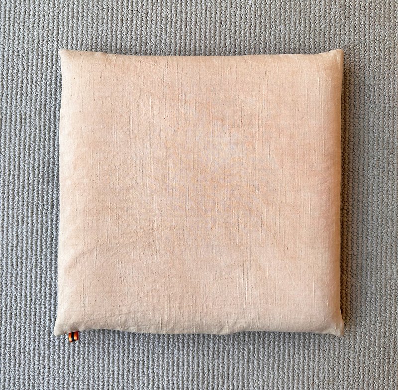 S-Zabuton Cushion Japanese Cedar and cypress natural dyed silk, 35x35cm / 13.8in - Pillows & Cushions - Silk Khaki