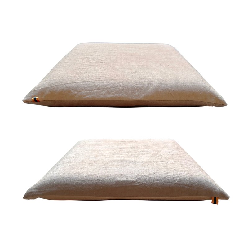 S-Zabuton Cushion Japanese Cedar and cypress natural dyed silk, 35x35cm / 13.8in - หมอน - ผ้าไหม สีกากี