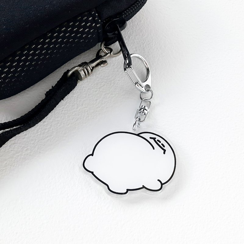 H Zai Acrylic Pendant Keychain-Eat full - Keychains - Acrylic White