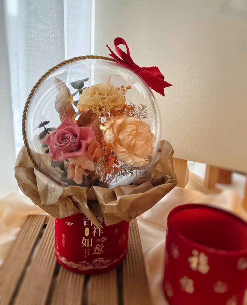Miss。花謎 氣球花束 新年波波球 不會破 - 乾燥花/永生花 - 植物．花 紅色