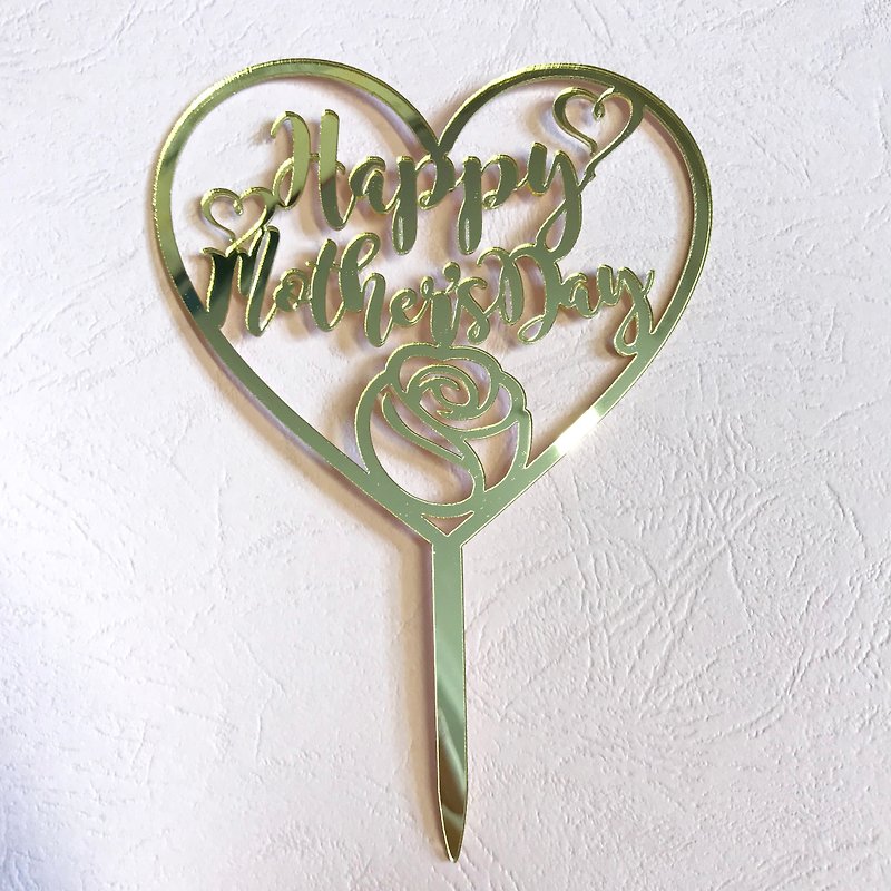 Cake Topper Decorative Mothers Day (Heart) Gold - Charms - Acrylic Gold