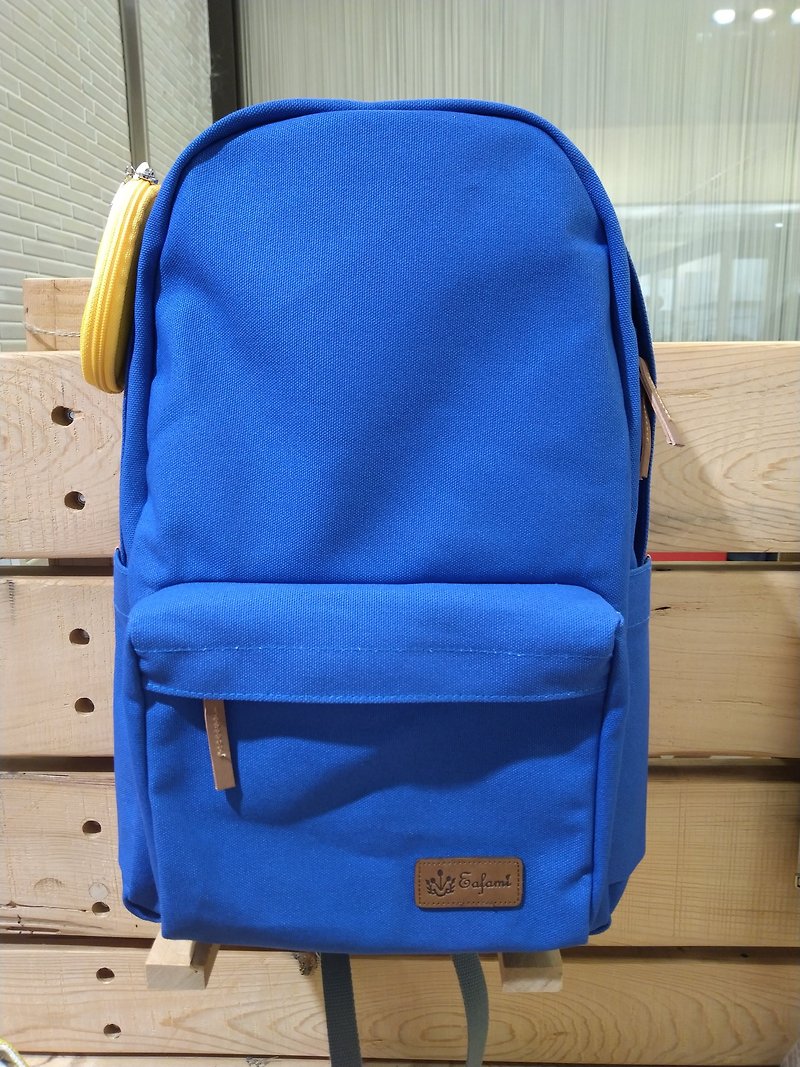 Eafami cotton canvas multi-compartment laptop backpack-Frigga blue (100% made in Taiwan) - Backpacks - Cotton & Hemp Blue