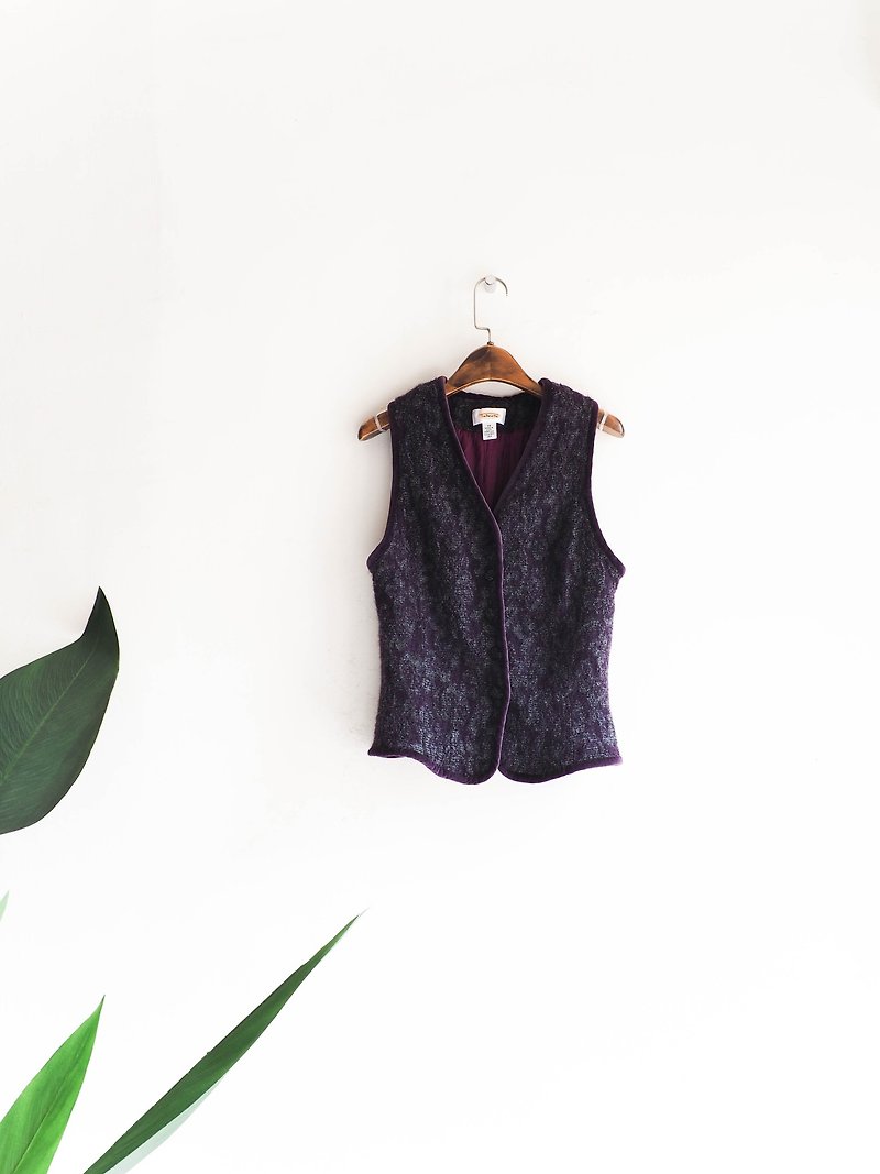 River Water Mountain - Kagoshima Violet Youth Festival Antique Sheep Hair Totem Vest - Women's Vests - Wool Purple