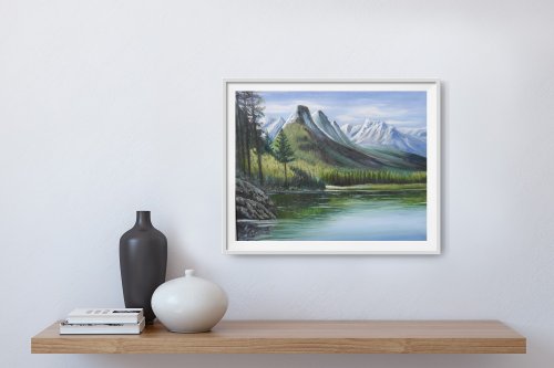 【湖】風景画・絵画・原画・額縁無し 楽天市場】絵画 額入り 壁掛け F6 竹内凛子 森と湖のある風景