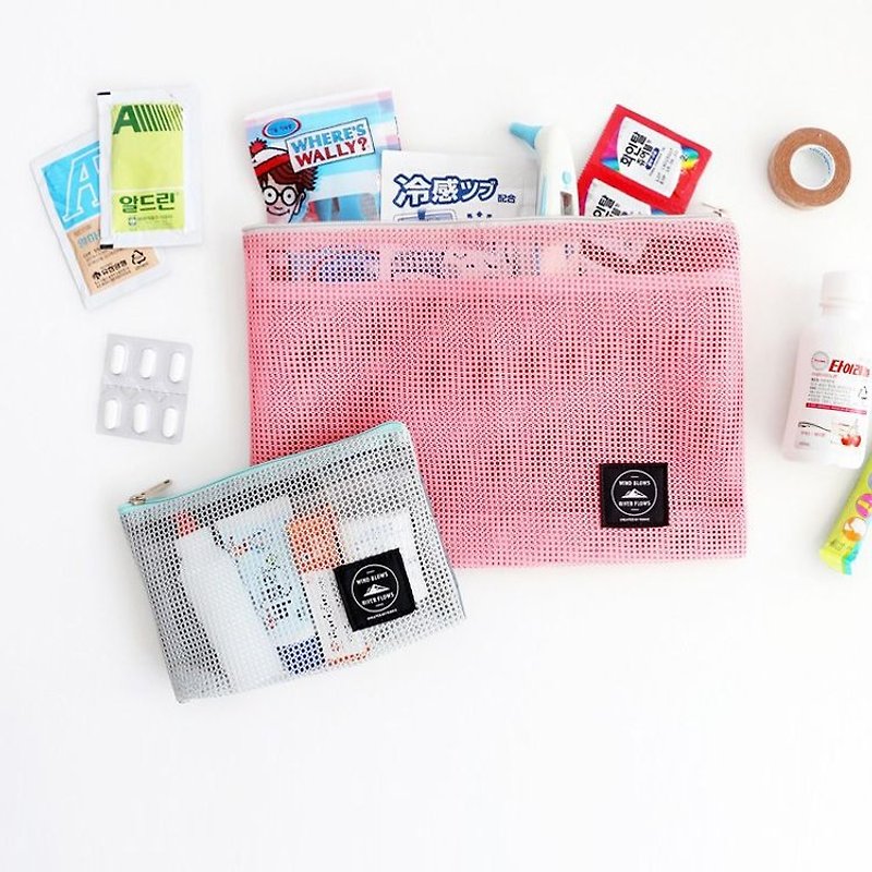  Iconic-風和日麗網格盥洗包L-3C收納包-甜蜜粉,ICO86970 - 化妝包/收納袋 - 塑膠 粉紅色
