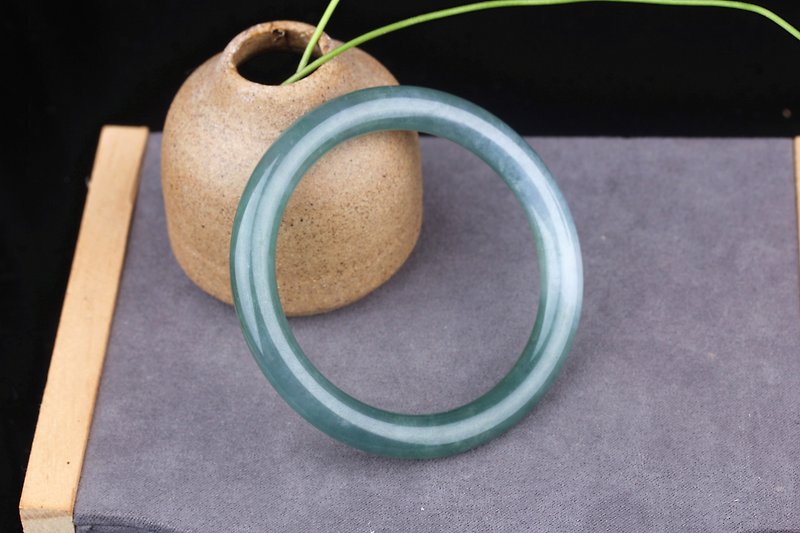 [New Year's Welfare] Natural Emerald Bracelet Ice Waxy Floating Flower Women's Oil Green Round Bar Bracelet Myanmar A Goods - Bracelets - Jade Green