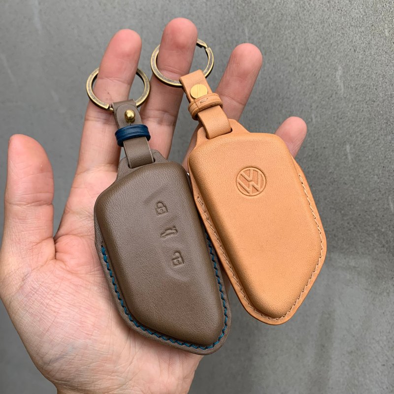 Buttero Leather car key case, car key cover, VW Volkswagen - ที่ห้อยกุญแจ - หนังแท้ สีนำ้ตาล