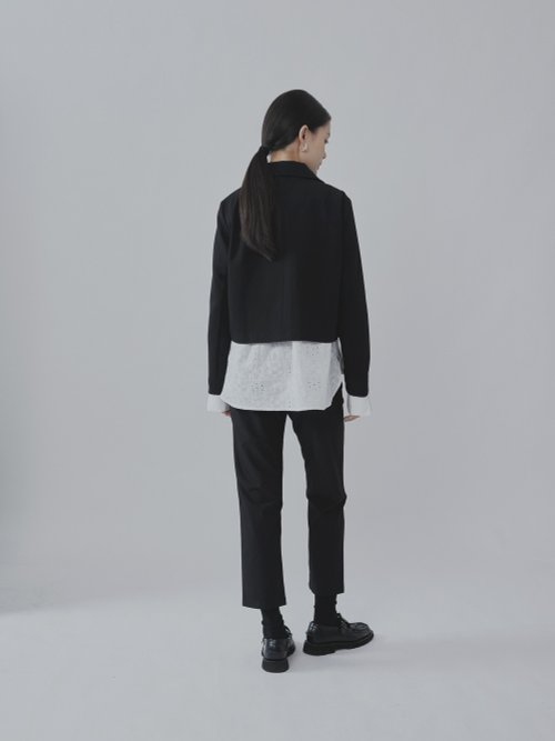 Black Ingot Collar Cropped Jacket - Shop MCHASTUDIOS Women's