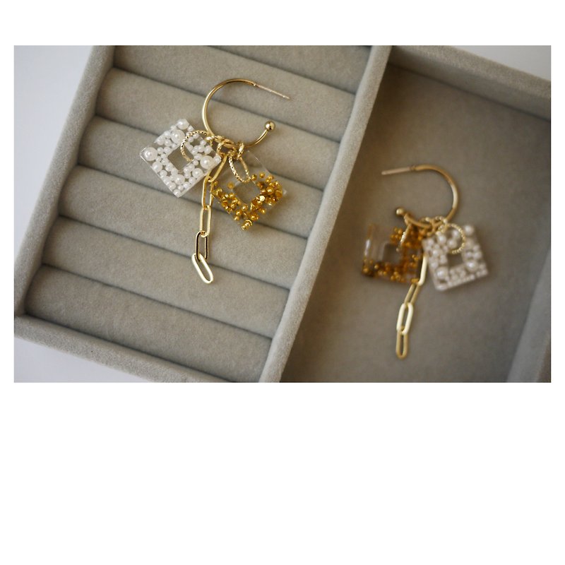 good mood | resin earrings | pierced earrings | pierced | - ต่างหู - วัสดุอื่นๆ สีทอง