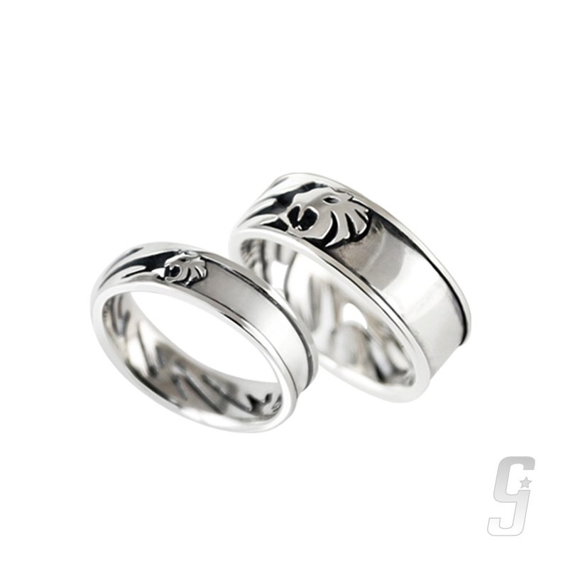 Chi Yin-tiger print mark ring - Couples' Rings - Sterling Silver Gray