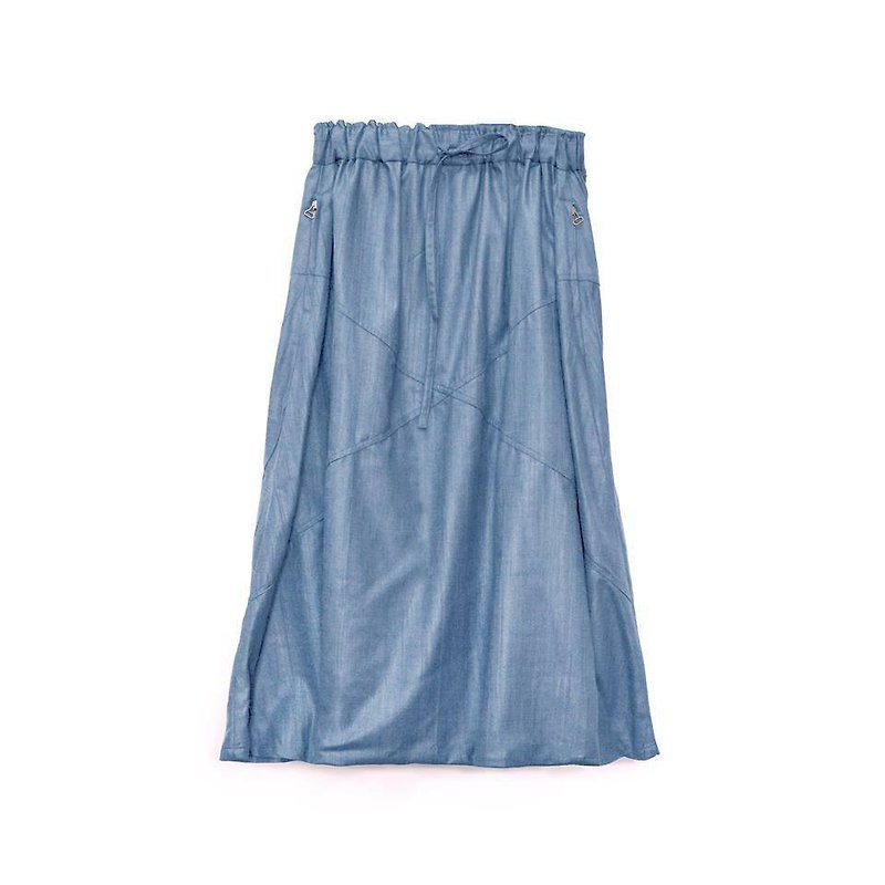 oqLiq  -  Root  -  XパンツスカートSamurai hakama（ライトブルー） - パンツ メンズ - コットン・麻 ブルー